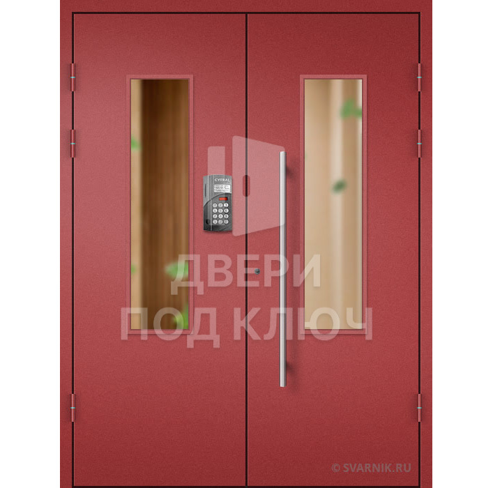 Подъездная стальная дверь с остеклением ДПК-13736